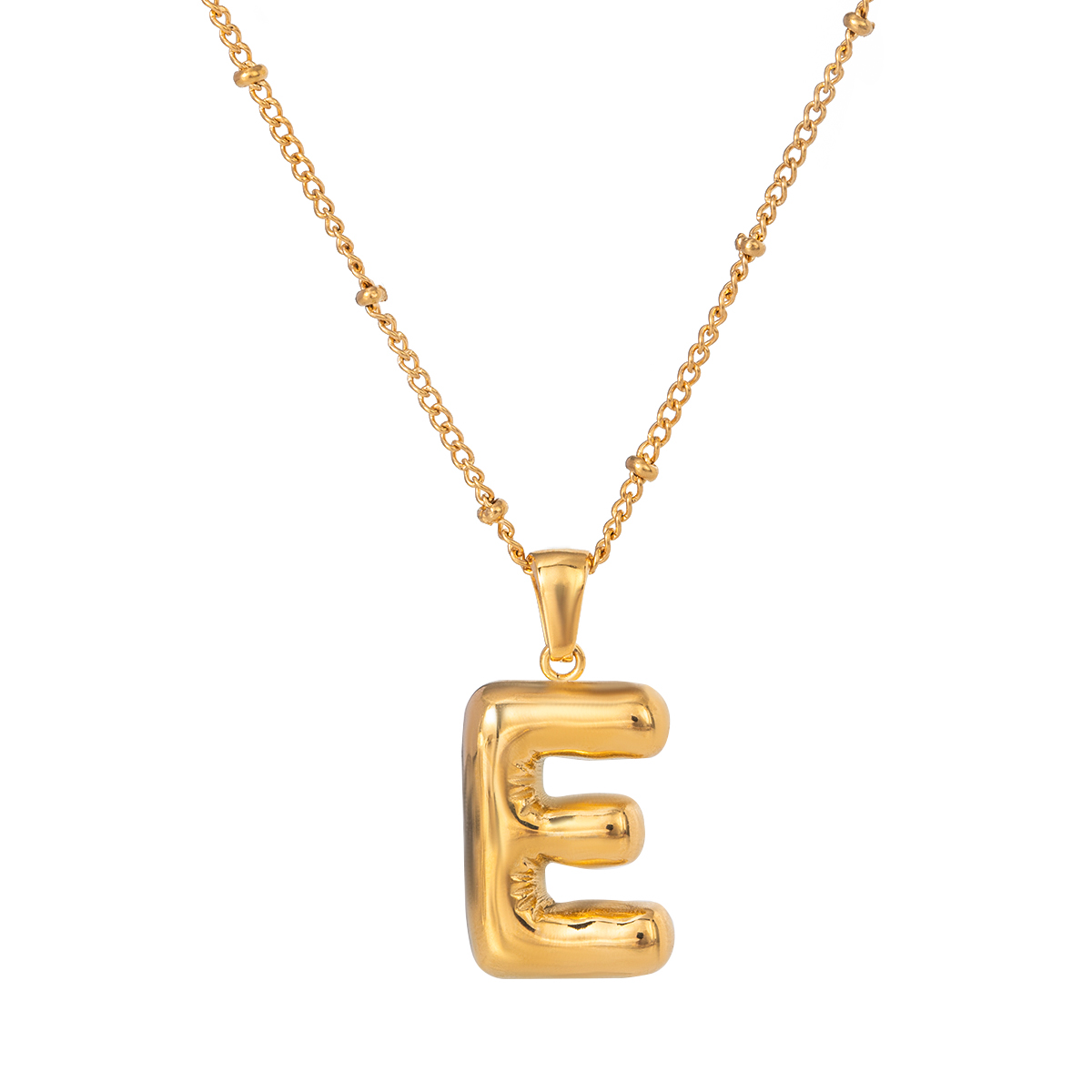 Goud / 1 stuk Eenvoudige casual stijl letter E-vorm roestvrij staal 18K verguld dames hanger ketting Afbeelding5